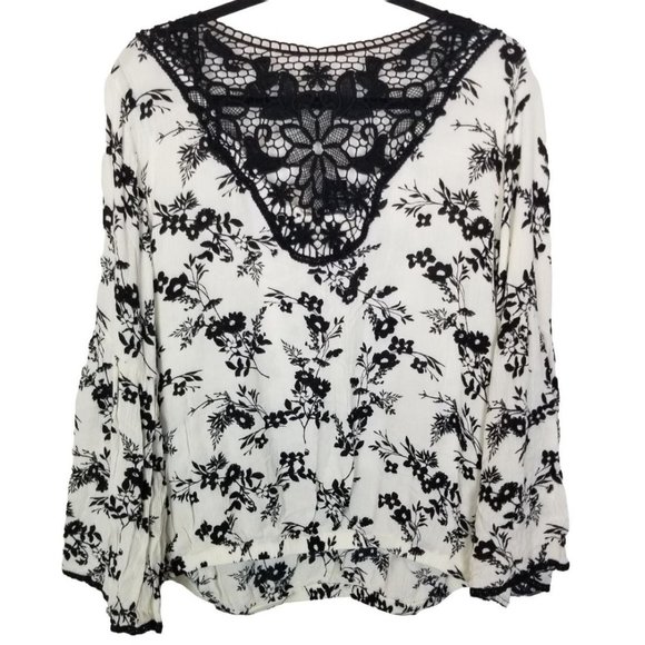 Torrid Womens 0X White Floral Print Long Sleeve Cr - Picture 8 of 8